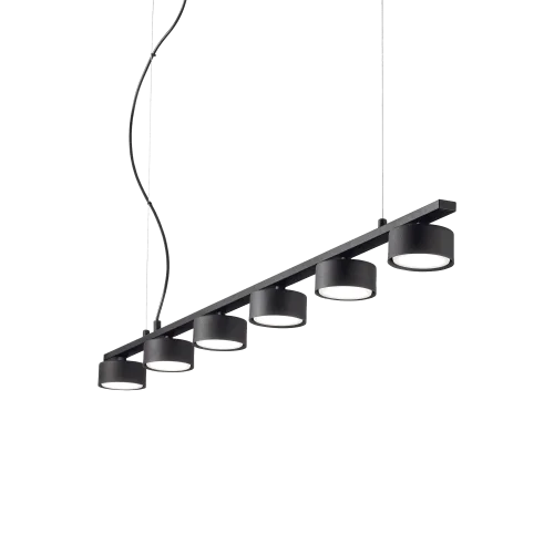Светильник подвесной MINOR LINEAR SP6 Ideal Lux чёрный 6 ламп, основание чёрное в стиле модерн 