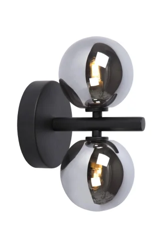 Бра Tycho 45274/02/30 Lucide прозрачный серый на 2 лампы, основание чёрное в стиле винтаж 