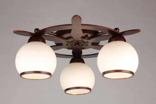 Люстра потолочная Fronteira OML-50507-03 Omnilux белая на 3 лампы, основание коричневое в стиле кантри  фото 5