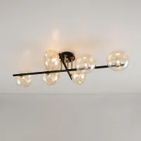 Люстра потолочная Девис CL201161 Citilux бежевая янтарная на 6 ламп, основание коричневое в стиле лофт современный шар