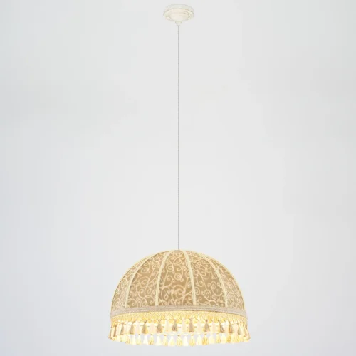 Светильник подвесной Базель CL407025 Citilux бежевый коричневый 1 лампа, основание белое патина в стиле классический кантри  фото 2