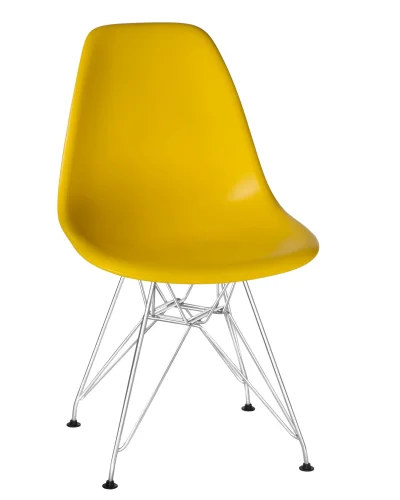 Стул обеденный 638APP-LMZL DSR, цвет сиденья желтый (Y-01), цвет основания хромированная сталь Dobrin, синий/, ножки/металл/хром, размеры - ****460*535