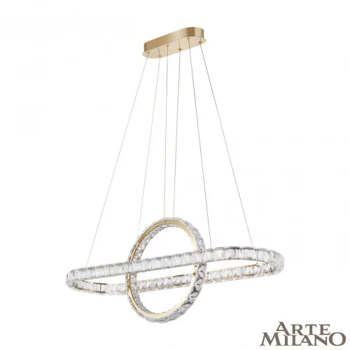 Люстра подвесная LED с пультом AM-Venezia 311311/L1000 GD Arte Milano прозрачная на 1 лампу, основание золотое в стиле современный кольца с пультом фото 2