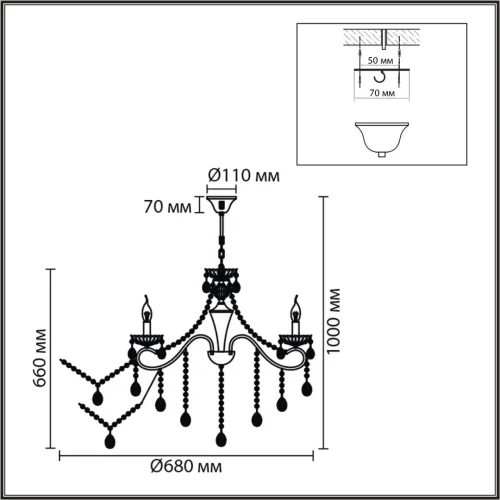 Люстра подвесная хрустальная Luina 8346/7 Lumion без плафона на 7 ламп, основание бронзовое в стиле классический фото 2