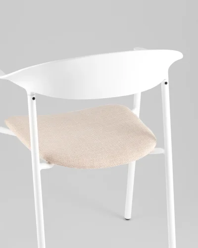 Стул Eila, с подушкой, пластик белый УТ000039779 Stool Group, белый/рогожка, ножки/пластик/белый, размеры - *775***502*591 фото 6