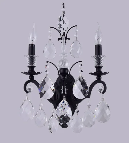 Бра MAGNIFICO AP2 BLACK/TRANSPARENT Crystal Lux без плафона на 2 лампы, основание чёрное в стиле классический 
