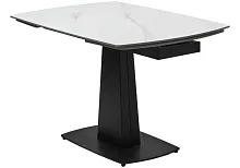 Керамический стол Balde 140 matt white marble solid ceramic / black 593885 Woodville столешница белая из керамика