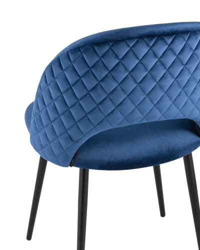 Стул Меган NEW велюр с ромбами синий УТ000035476 Stool Group, синий/велюр, ножки/металл/чёрный, размеры - ****490*520 фото 5
