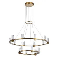 Люстра подвесная Defance 7144/110L Odeon Light прозрачная на 16 ламп, основание бронзовое в стиле классический современный кольца