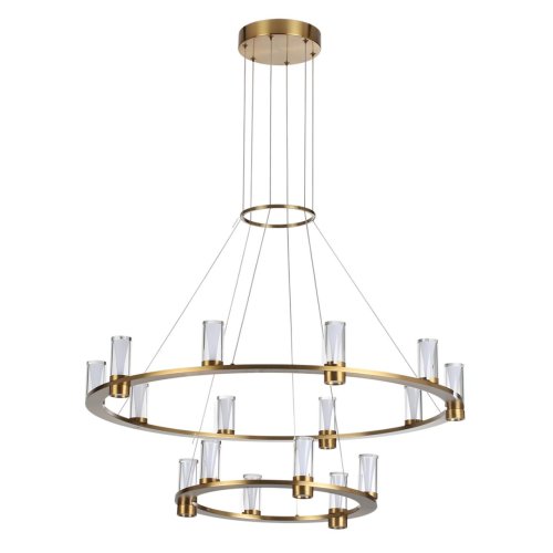 Люстра подвесная LED Defance 7144/110L Odeon Light прозрачная на 16 ламп, основание бронзовое в стиле современный классический кольца