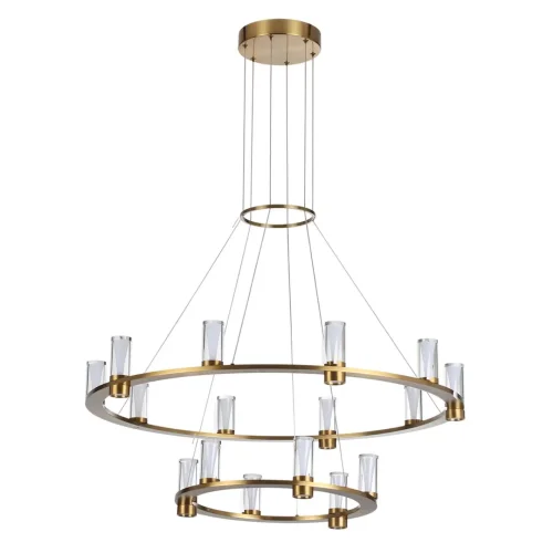Люстра подвесная Defance 7144/110L Odeon Light прозрачная на 16 ламп, основание бронзовое в стиле классический современный кольца