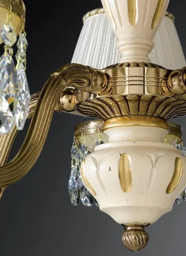 Люстра подвесная  L 6706/5 Reccagni Angelo жёлтая белая на 5 ламп, основание золотое в стиле классика кантри  фото 2