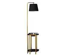 Торшер со столиком Филат 07050,33 Kink Light со столиком чёрный 1 лампа, основание золотое чёрное в стиле кантри 10086
