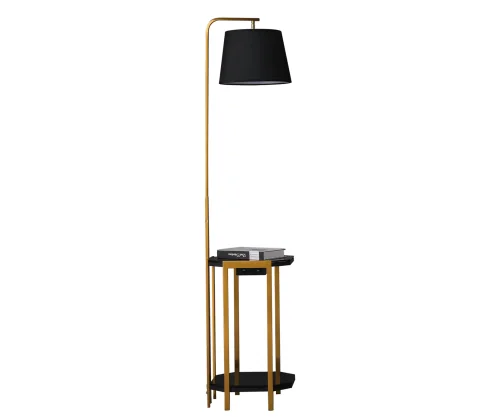 Торшер со столиком Филат 07050,33 Kink Light со столиком чёрный 1 лампа, основание золотое чёрное в стиле кантри 10086
