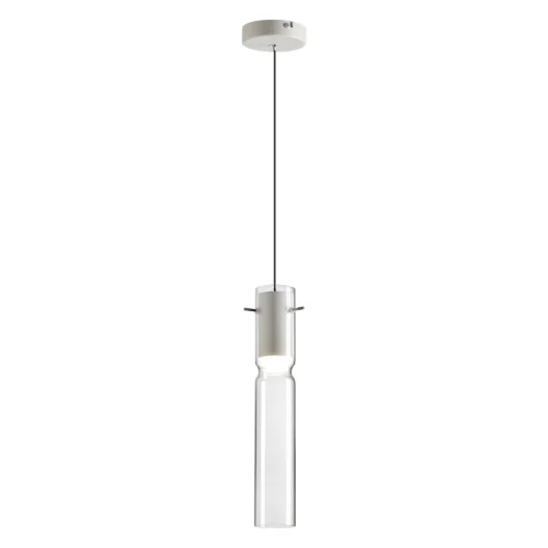 Светильник подвесной LED Scrow 5058/5LB Odeon Light прозрачный 1 лампа, основание белое в стиле современный трубочки фото 3