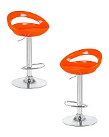 Стул барный набор 2 шт. SET-2 1010-LM DISCO, цвет сиденья оранжевый, цвет основания хром Dobrin, /полимер, ножки/металл/хром, размеры - 790*1000***470*440