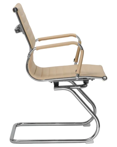 Офисное кресло для посетителей 102N-LMR CODY, цвет сиденья бежевый, цвет основания хромированная сталь Dobrin, бежевый/экокожа, ножки/металл/хром, размеры - ****535*600 фото 3
