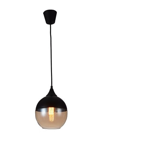 Светильник подвесной лофт Kuppe 1593-1P Favourite янтарный 1 лампа, основание чёрное в стиле лофт 