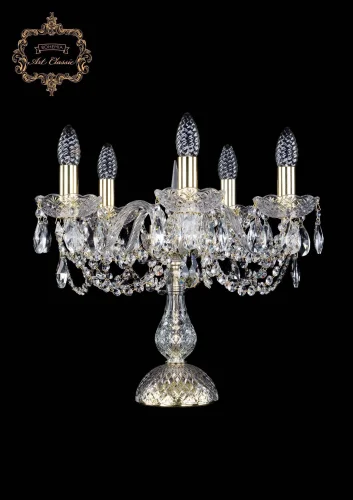 Настольная лампа 12.11.5.141-37.Gd.Sp Bohemia Art Classic прозрачная 5 ламп, основание золотое металл в стиле классика 