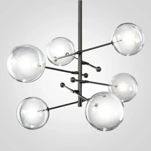 Светильник подвесной ImperiumLoft Globe Mobile 6 black KG0835P-6 black 109508-30 ImperiumLoft прозрачный на 6 ламп, основание чёрное в стиле современный 