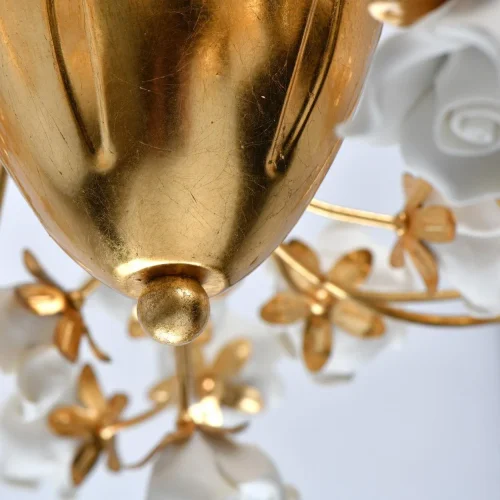 Люстра подвесная Сицилия 282011905 Chiaro белая на 5 ламп, основание золотое в стиле классический флористика  фото 11