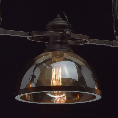 Светильник подвесной лофт Нойвид 682012103 MW-Light прозрачный янтарный на 3 лампы, основание чёрное в стиле лофт фото 5