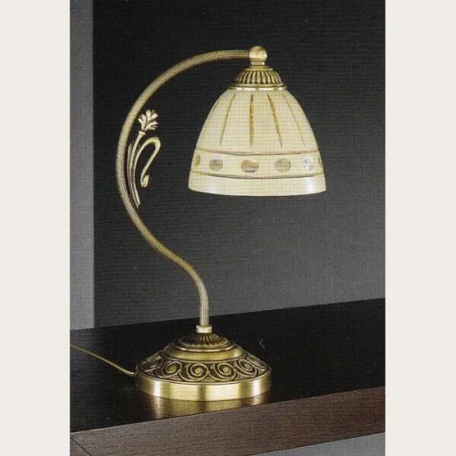 Настольная лампа P 7054 P Reccagni Angelo бежевая 1 лампа, основание античное бронза латунь металл в стиле классический 