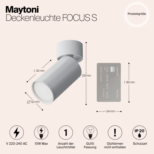 Светильник накладной Focus S C050CL-U-1W Maytoni белый на 1 лампу, основание белое в стиле современный хай-тек круглый фото 3