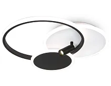 Люстра потолочная LED с пультом FL5118 Ambrella light чёрная белая на 1 лампа, основание белое в стиле хай-тек с пультом кольца