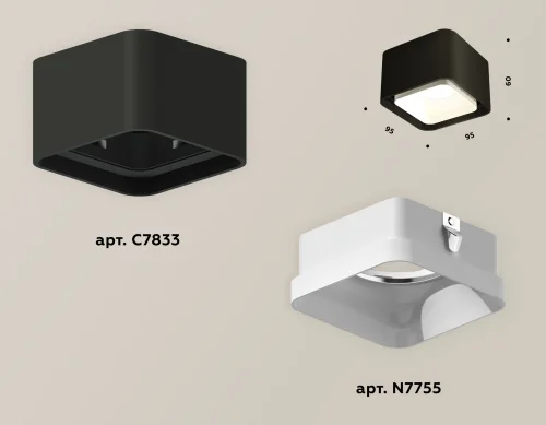 Светильник накладной Techno Spot XS XS7833021 Ambrella light чёрный 1 лампа, основание чёрное в стиле хай-тек современный квадратный фото 2
