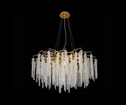 Люстра подвесная Шанти 07871-60,33 Kink Light прозрачная на 8 ламп, основание золотое в стиле флористика современный ветви