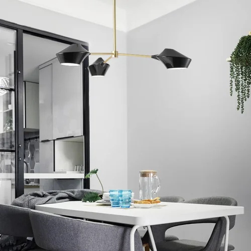 Люстра на штанге LANT D150 8 lamps Black/White 193577-26 ImperiumLoft белая на 8 ламп, основание чёрное в стиле современный фото 9