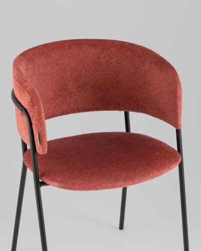 Кресло Нэлли New, буклированный велюр терракотовый УТ000039979 Stool Group, терракотовый/букле, ножки/металл/чёрный, размеры - ***** фото 7