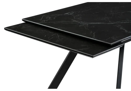 Керамический стол Габбро 140х80х76 черный мрамор / черный 530830 Woodville столешница мрамор черный из мдф керамика фото 5