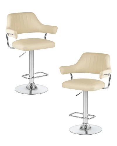 Стул барный набор 2 шт. SET-2 5019-LM CHARLY, цвет сиденья кремовый, цвет основания хром Dobrin, /экокожа, ножки/металл/хром, размеры - 990*1200***610*540 Стул барный набор 2 шт. SET-2 5019-LM CHARLY, цвет сиденья кремовый, цвет основания хром Dobrin, /экокожа, ножки/металл/хром, размеры - 990*1200***610*540