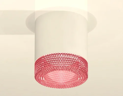 Светильник накладной XS7401022 Ambrella light розовый белый 1 лампа, основание белое в стиле хай-тек современный круглый фото 2