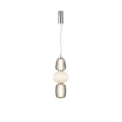 Светильник подвесной LED Pattern MOD267PL-L28CH3K Maytoni белый серый на 1 лампу, основание хром в стиле современный арт-деко 
