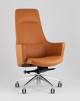 Кресло руководителя TopChairs Ferris, коричневое УТ000039421 Stool Group, коричневый/экокожа, ножки/металл/хром, размеры - *1280****