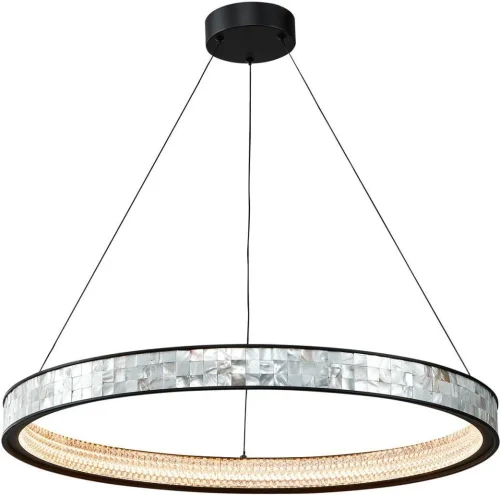 Светильник подвесной LED Shelty 4704-6P Favourite белый бежевый на 1 лампу, основание чёрное в стиле современный кольца