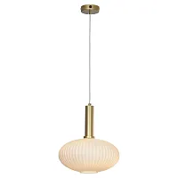 Светильник подвесной Ondulati LSP-8353 Lussole белый 1 лампа, основание матовое золото в стиле современный выдувное