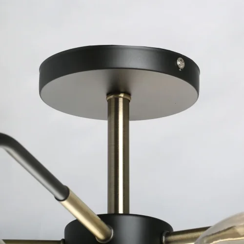Люстра потолочная Вита 220013205 DeMarkt янтарная на 5 ламп, основание чёрное в стиле современный шар фото 9