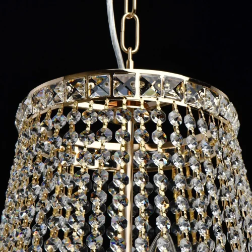 Люстра подвесная хрустальная Патриция 447011509 MW-Light прозрачная на 9 ламп, основание золотое в стиле классический  фото 9