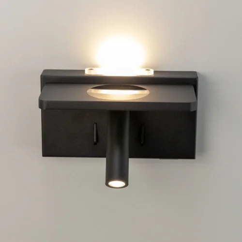 Бра с выключателем LED с беспроводной зарядкой Декарт CL704371 Citilux чёрный на 1 лампа, основание чёрное в стиле современный с полкой для чтения с беспроводной зарядкой фото 3