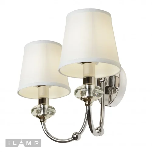 Бра Magic W2344-2 nic iLamp белый на 2 лампы, основание хром в стиле современный американский 