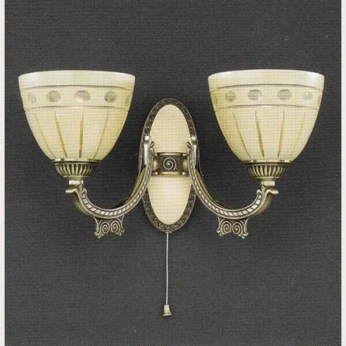 Бра с выключателем A 7054/2  Reccagni Angelo бежевый на 2 лампы, основание античное бронза в стиле классический 