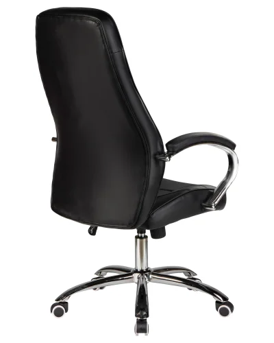 Офисное кресло для руководителей 115B-LMR WILLIS, цвет чёрный Dobrin, чёрный/экокожа, ножки/металл/хром, размеры - 1160*1230***660*670 фото 4