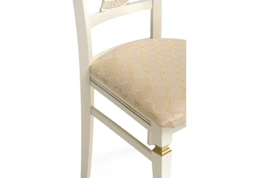 Деревянный стул Флавиан слоновая кость / золото 515976 Woodville, бежевый/ткань, ножки/массив бука дерево/белый, размеры - ****480*580 фото 6