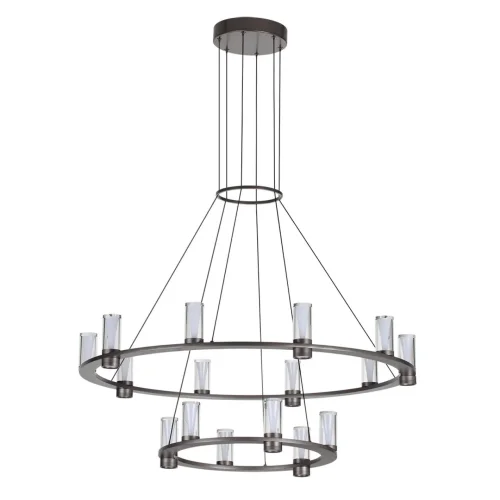 Люстра подвесная Defance 7143/110L Odeon Light прозрачная на 16 ламп, основание серое чёрное в стиле современный классический кольца Люстра подвесная Defance 7143/110L Odeon Light прозрачная на 16 ламп, основание серое чёрное в стиле современный классический кольца