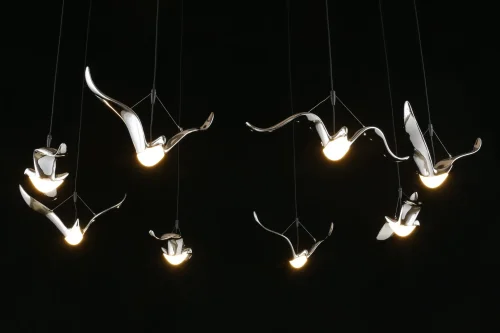 Люстра подвесная LED Adriana APL.033.03.40 Aployt хром на 8 ламп, основание хром в стиле современный птички фото 6