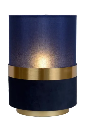 Настольная лампа Extravaganza Tusse 10508/01/35 Lucide синяя 1 лампа, основание матовое золото металл в стиле винтаж современный 